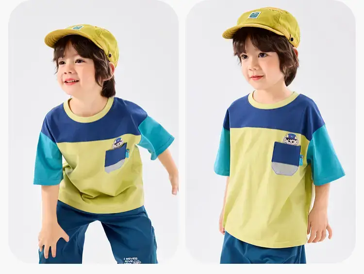 Dudu Boys Summer T-Shirt Set Blue Green Kids Suit — feature 19