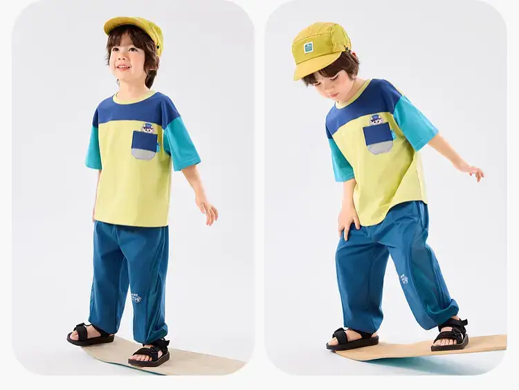 Dudu Boys Summer T-Shirt Set Blue Green Kids Suit — feature 21