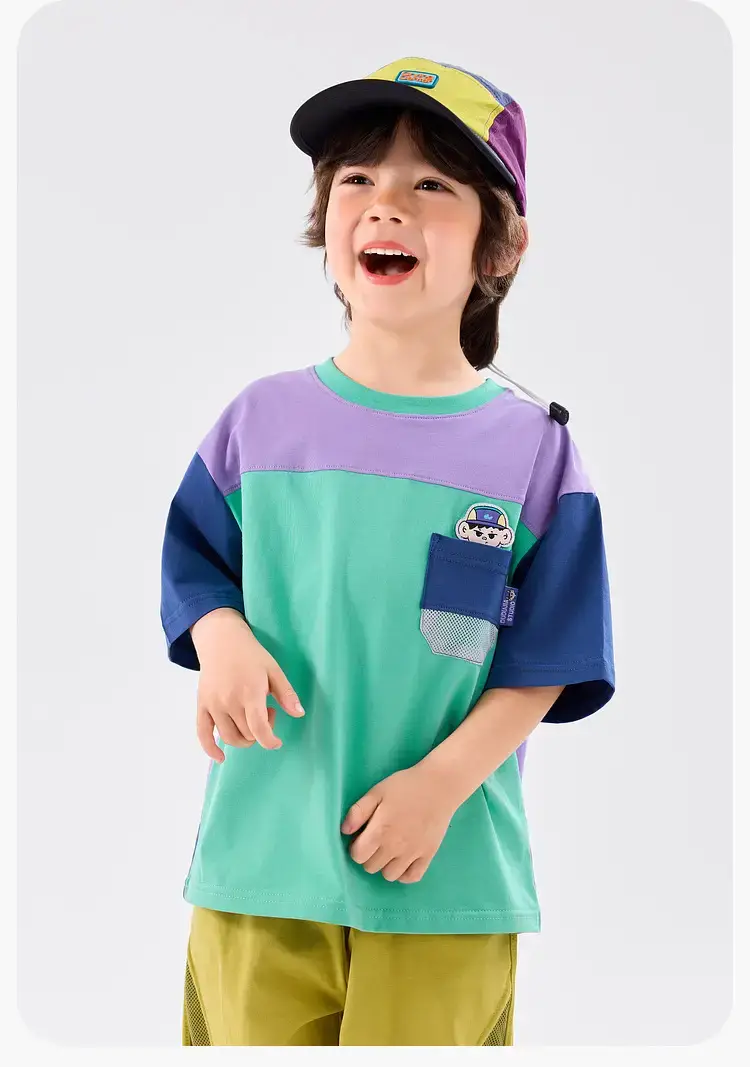 Dudu Boys Summer T-Shirt Set Blue Green Kids Suit — feature 25