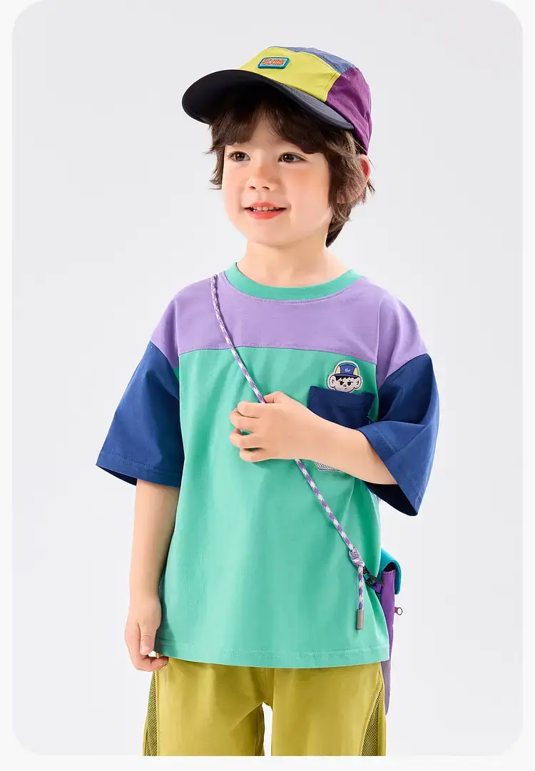Dudu Boys Summer T-Shirt Set Blue Green Kids Suit — feature 27