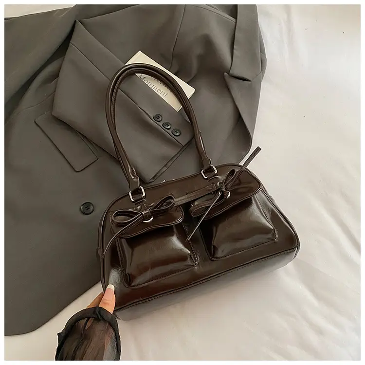 Bow-Knot Armpit Bag for Women Brown 2025 - Image 2