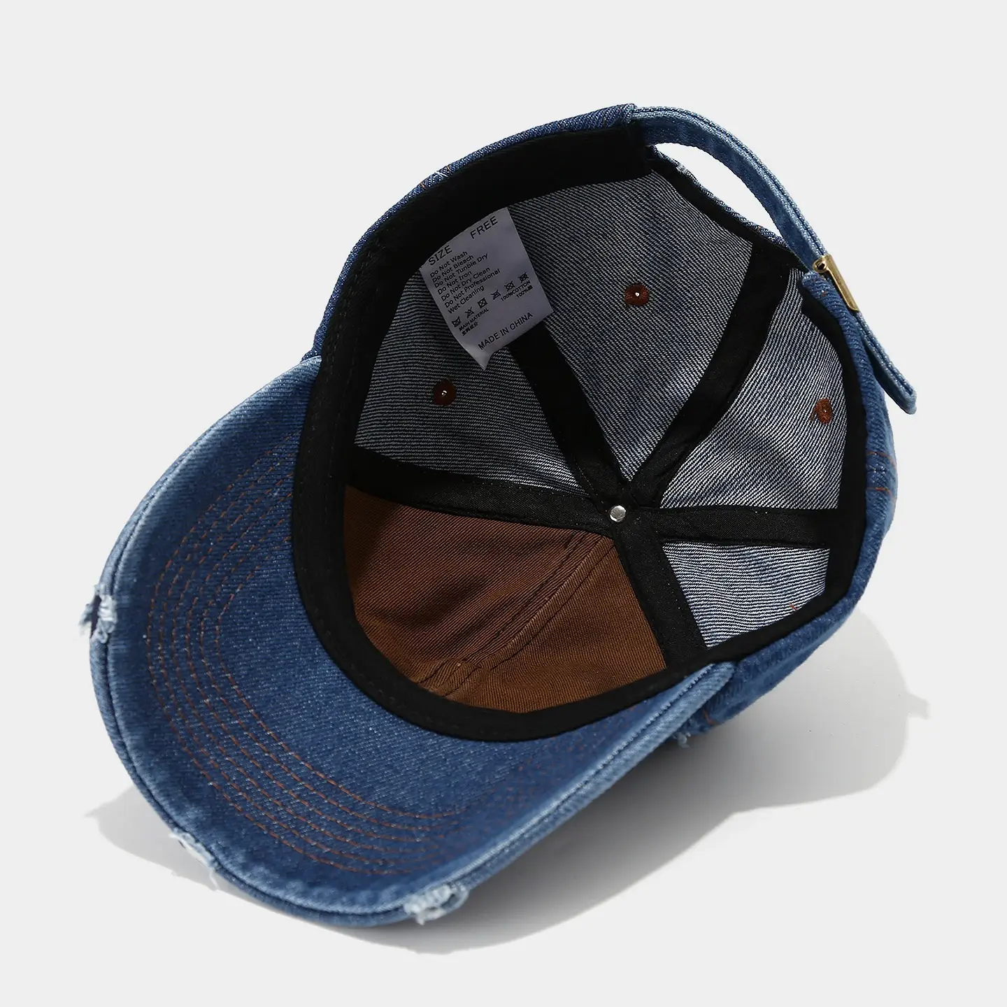 Retro Distressed Letter Baseball Cap for Men Women Denim — feature 11