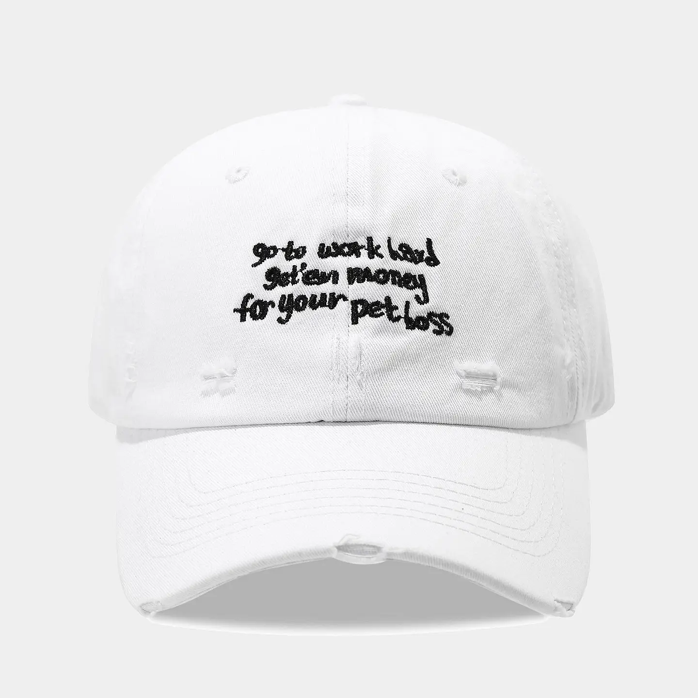 Retro Distressed Letter Baseball Cap for Men Women Denim - Image 2