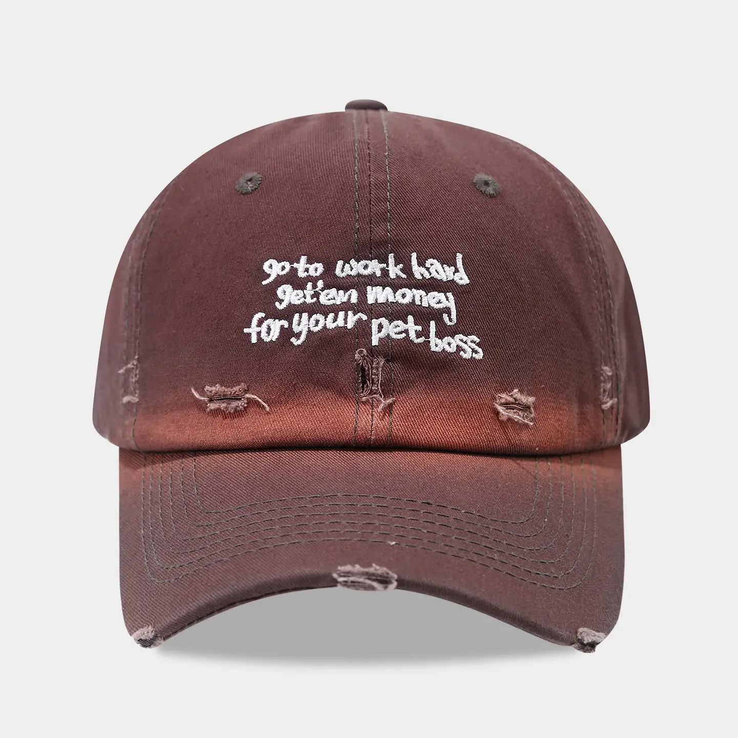 Retro Distressed Letter Baseball Cap for Men Women Denim - Image 3