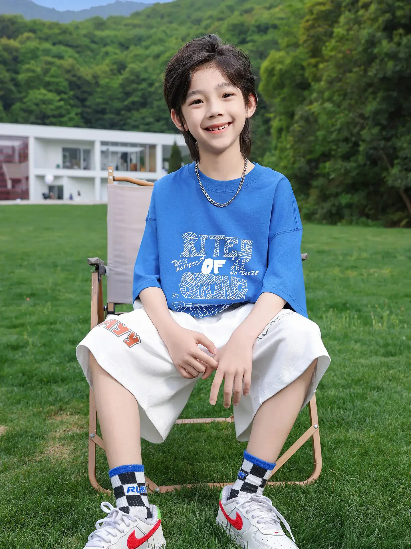 Panda Yuanyuan Blue Printed Kids T-Shirt Pure Cotton 2025 - Image 3