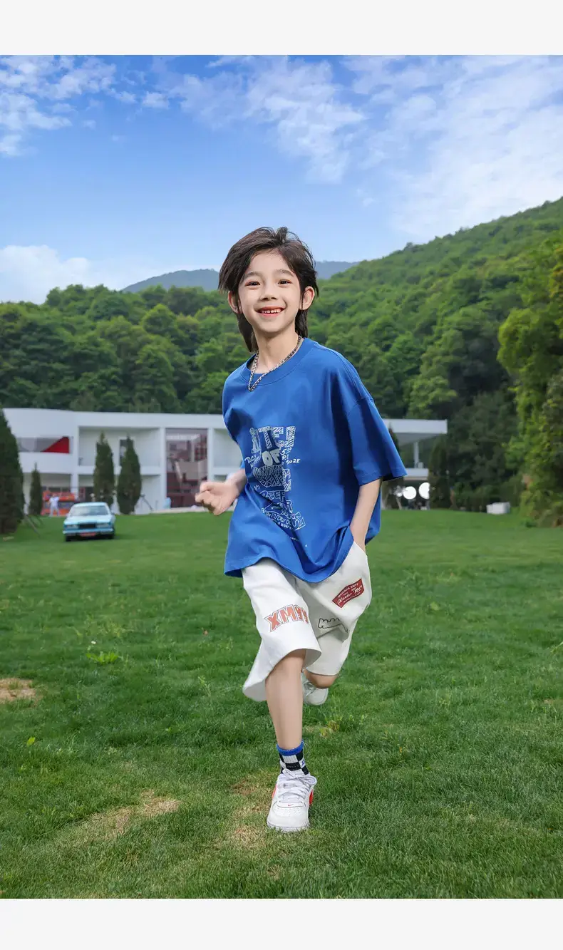 Panda Yuanyuan Blue Printed Kids T-Shirt Pure Cotton 2025 — feature 24