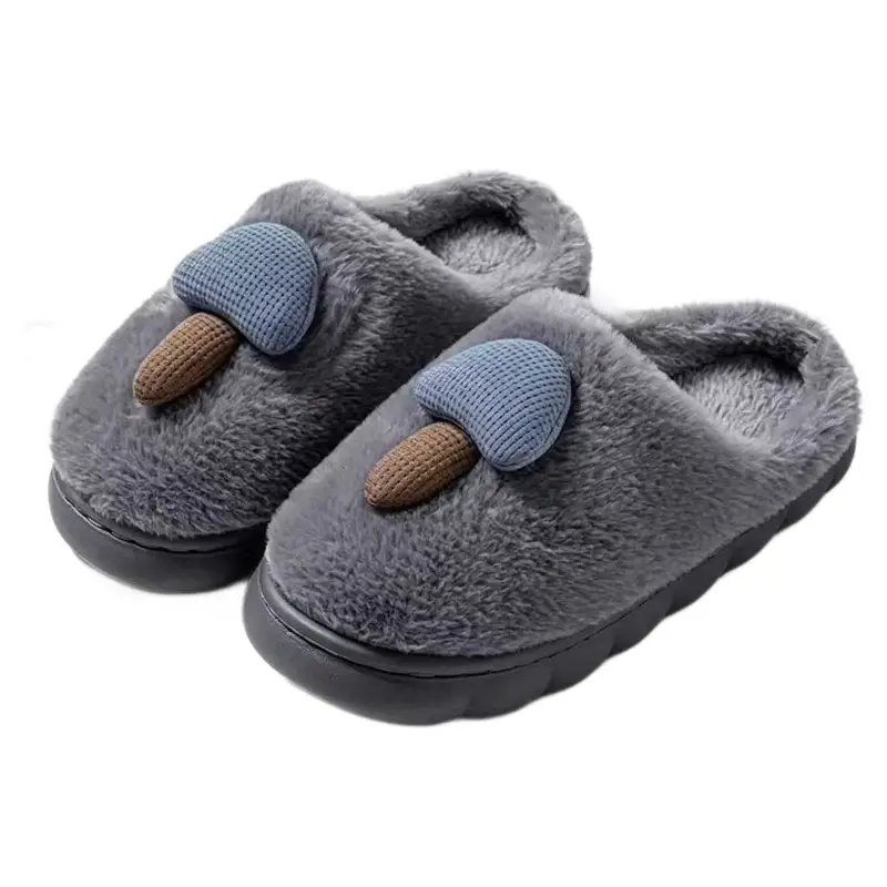 New Autumn and Winter Cotton Slippers for Women, Cartoon Mushroom Head, Home Indoor Fleece-Lined Thick Sole, Warm Couple Furry Slippers for Men - Image 10
