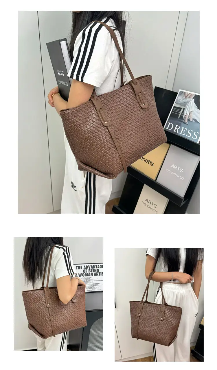 Women's Woven Crossbody Bag Brown Large Capacity — feature 12