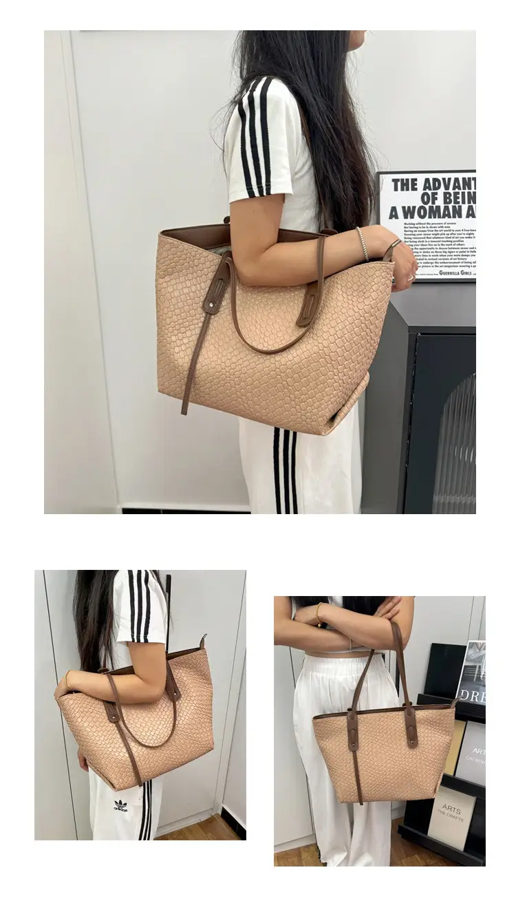 Women's Woven Crossbody Bag Brown Large Capacity — feature 14