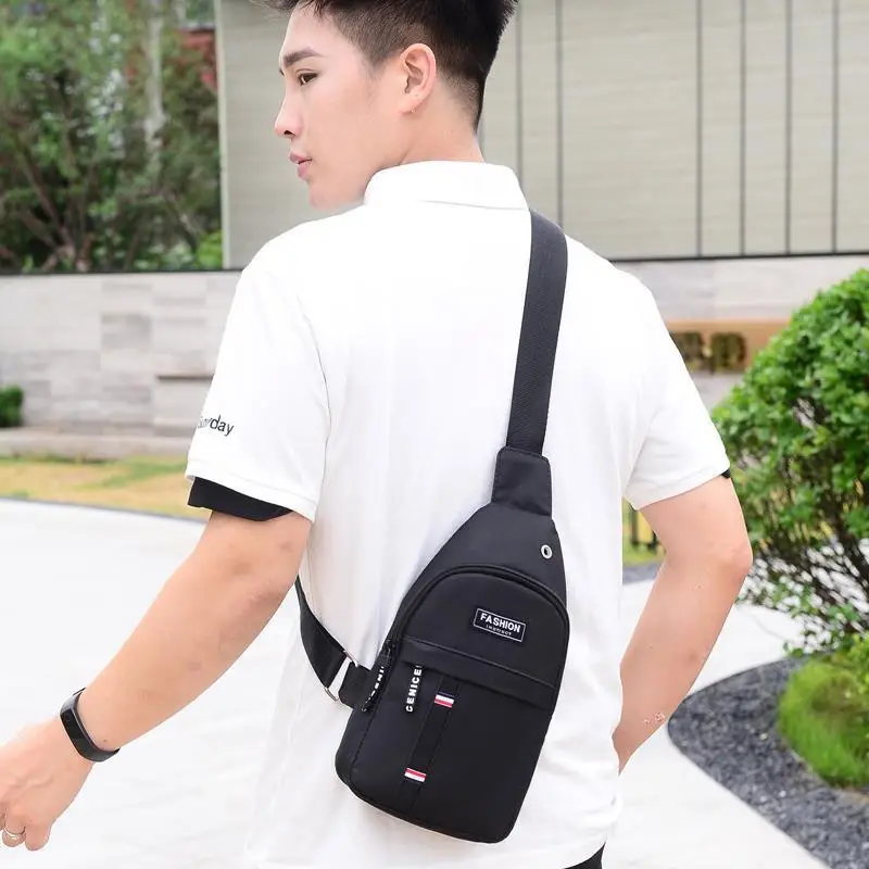 New Men's Crossbody Chest Bag Canvas Casual Korean Style Small Backpack - Image 5