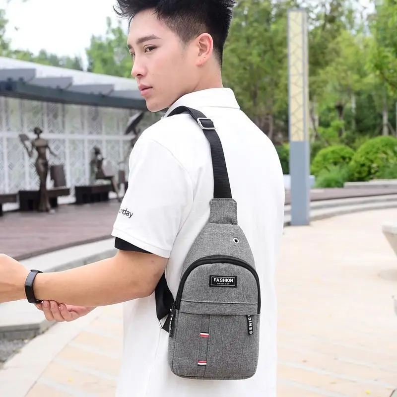 New Men's Crossbody Chest Bag Canvas Casual Korean Style Small Backpack - Image 6