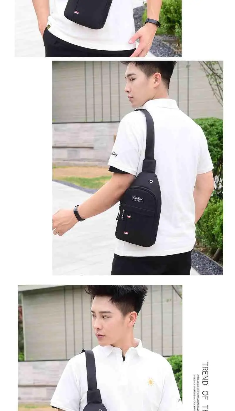 New Men's Crossbody Chest Bag Canvas Casual Korean Style Small Backpack — feature 13