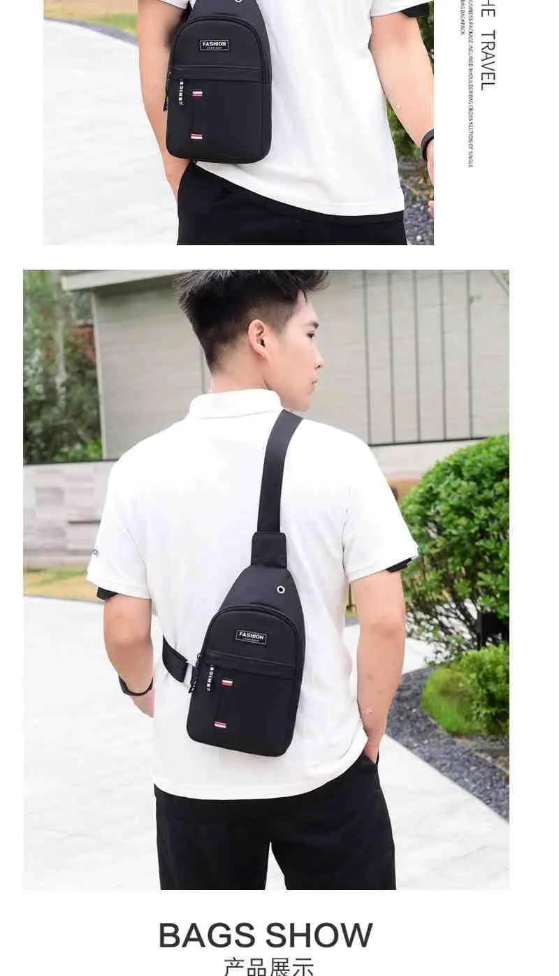 New Men's Crossbody Chest Bag Canvas Casual Korean Style Small Backpack — feature 14