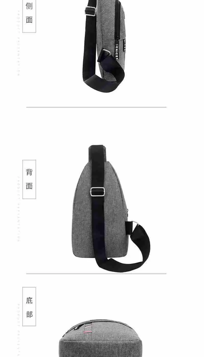 New Men's Crossbody Chest Bag Canvas Casual Korean Style Small Backpack — feature 16