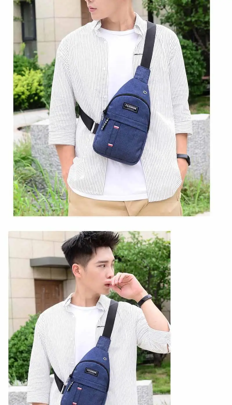 New Men's Crossbody Chest Bag Canvas Casual Korean Style Small Backpack — feature 9