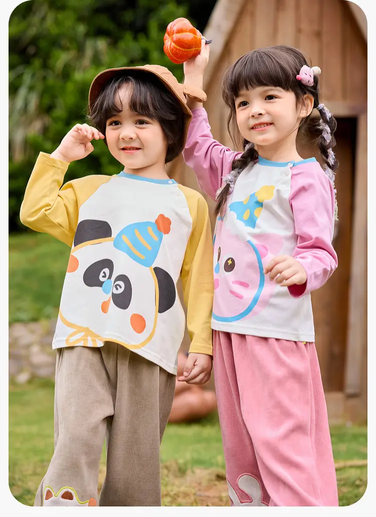 Duduja Long Sleeve Cat Print Boys T-Shirt Pink — feature 14
