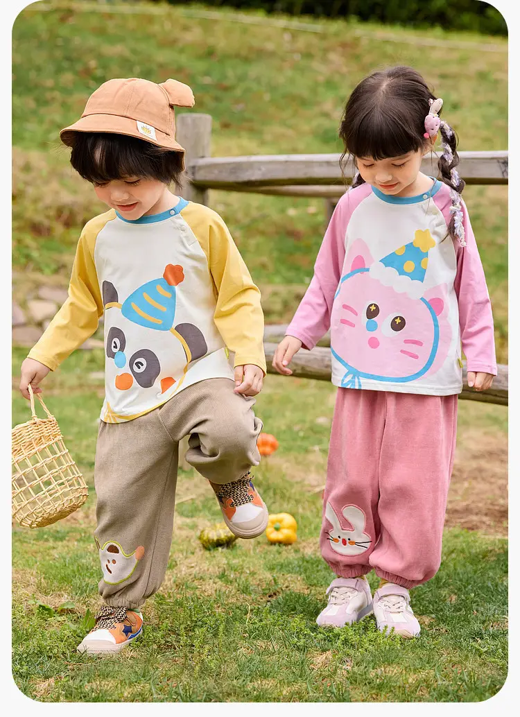 Duduja Long Sleeve Cat Print Boys T-Shirt Pink — feature 16
