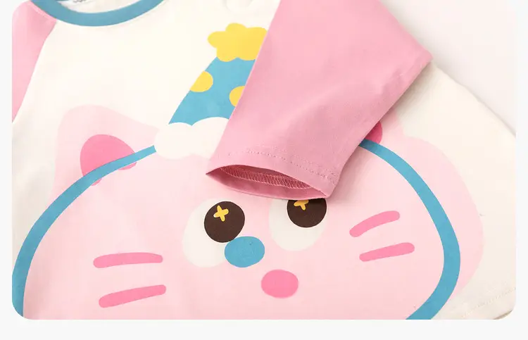 Duduja Long Sleeve Cat Print Boys T-Shirt Pink — feature 33