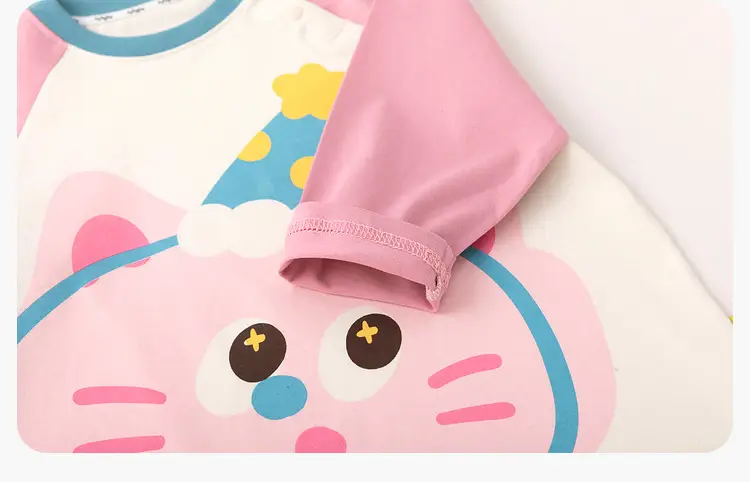 Duduja Long Sleeve Cat Print Boys T-Shirt Pink — feature 34