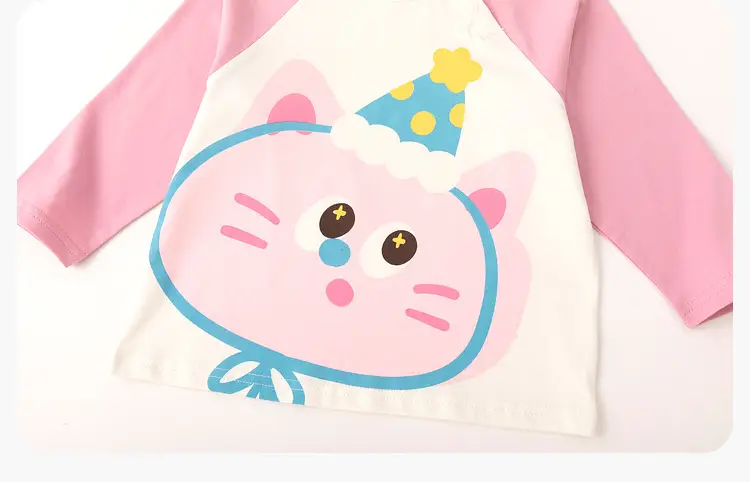Duduja Long Sleeve Cat Print Boys T-Shirt Pink — feature 35