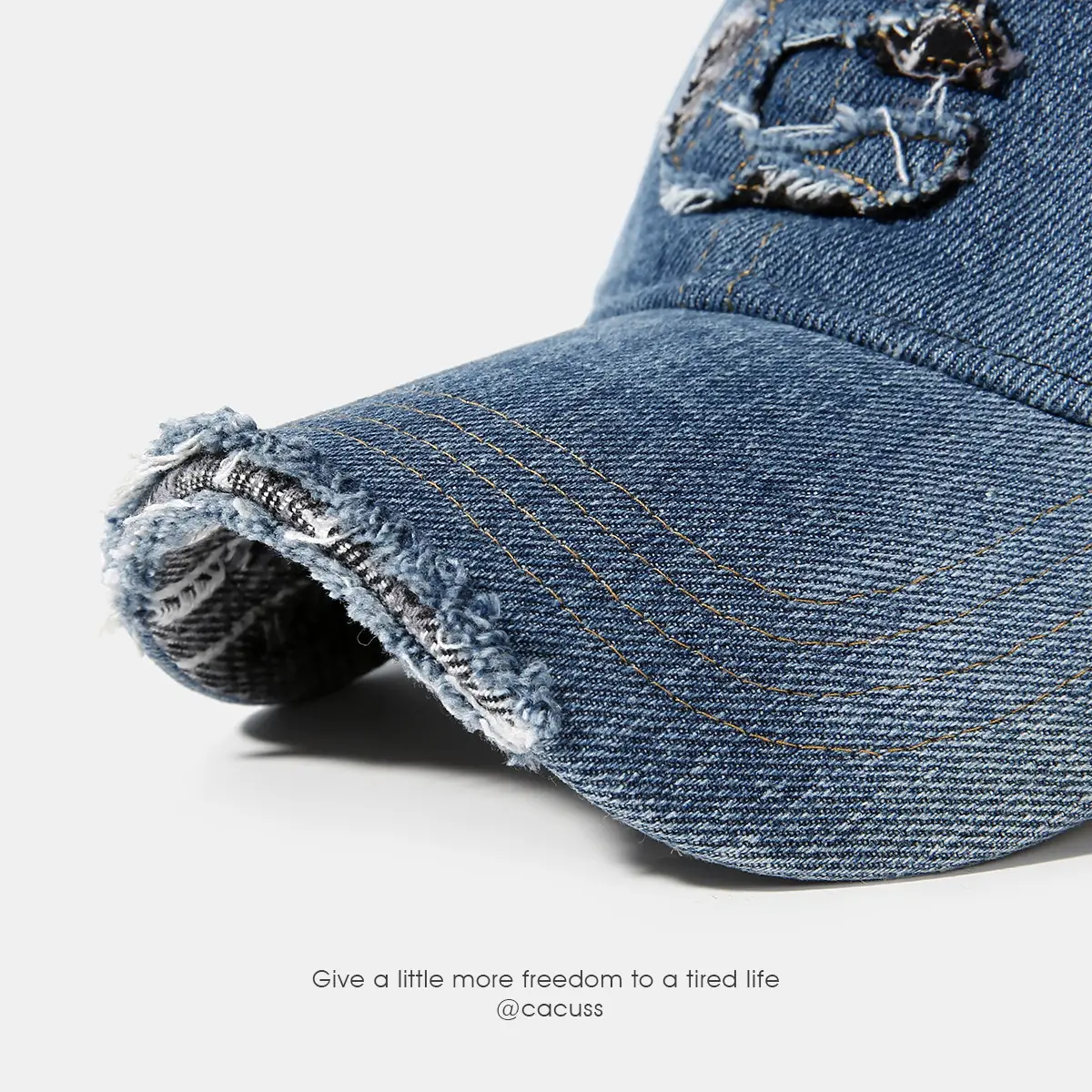 Men Denim Peaked Cap Ripped Hip Hop Casual Summer - Image 5