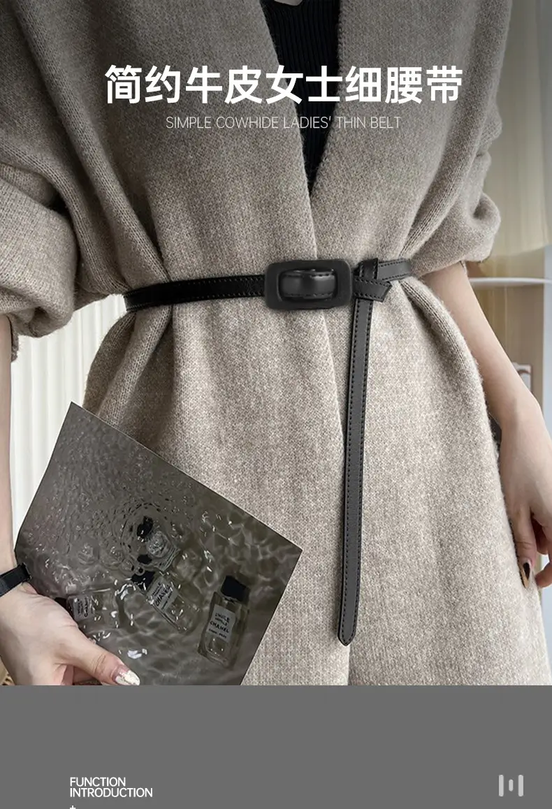 Women Genuine Leather Belt Coffee Color Two Layer Buckle β feature 1