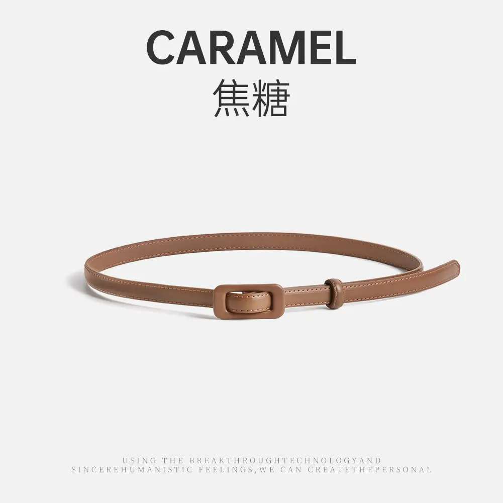 Women Genuine Leather Belt Coffee Color Two Layer Buckle - Image 3