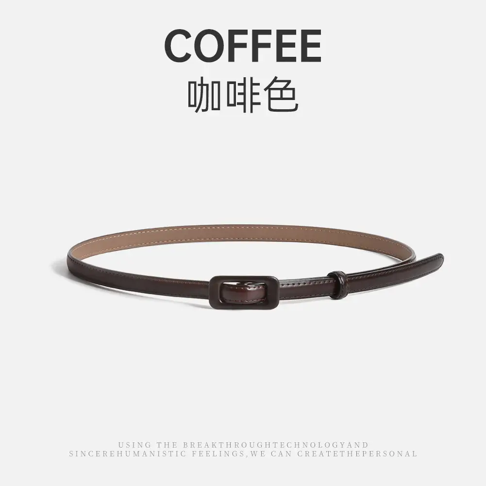 Women Genuine Leather Belt Coffee Color Two Layer Buckle - Image 4