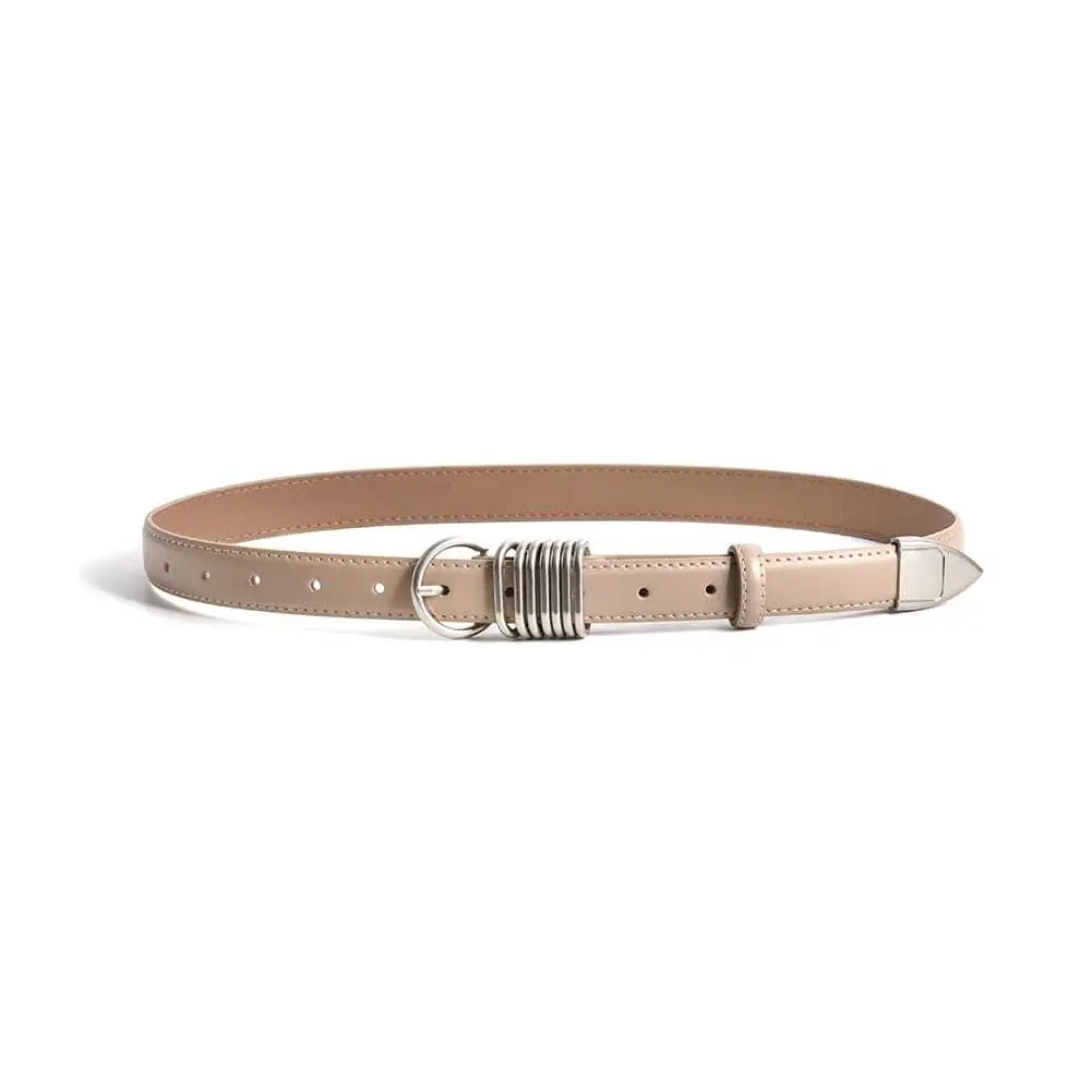 White Genuine Leather Women's Belt with Silver Buckle - Image 10