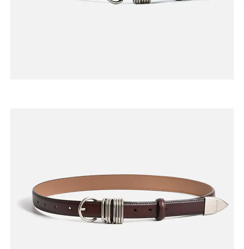 White Genuine Leather Women's Belt with Silver Buckle — feature 10