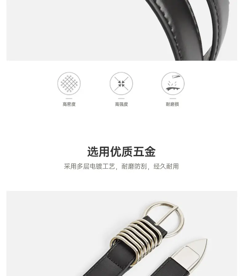 White Genuine Leather Women's Belt with Silver Buckle — feature 5