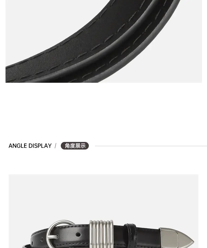 White Genuine Leather Women's Belt with Silver Buckle — feature 7