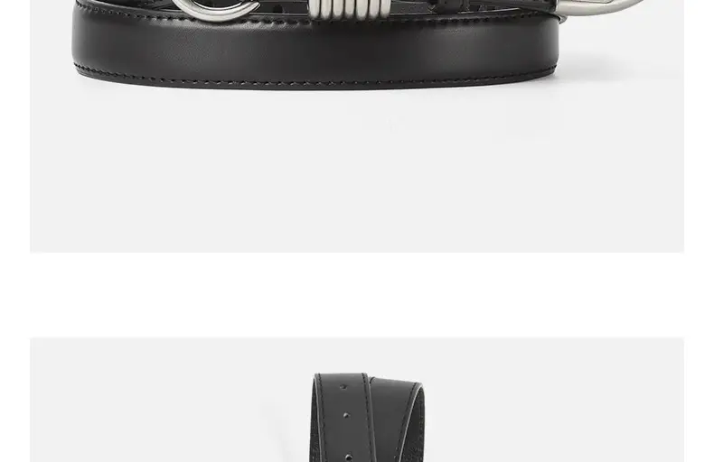 White Genuine Leather Women's Belt with Silver Buckle — feature 8
