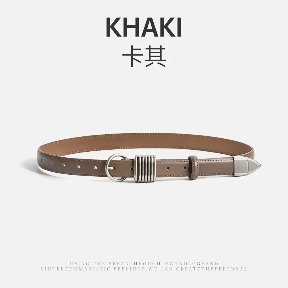 White Genuine Leather Women's Belt with Silver Buckle - Image 4