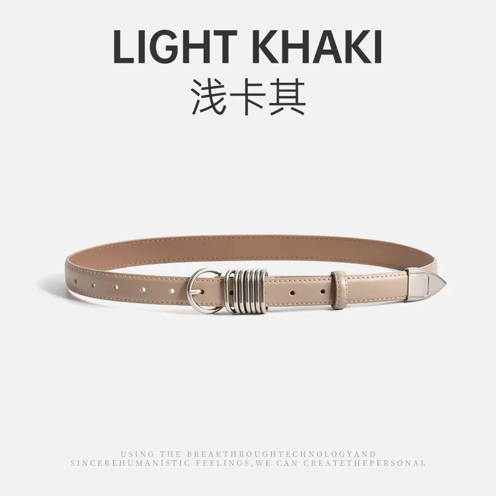 White Genuine Leather Women's Belt with Silver Buckle - Image 5