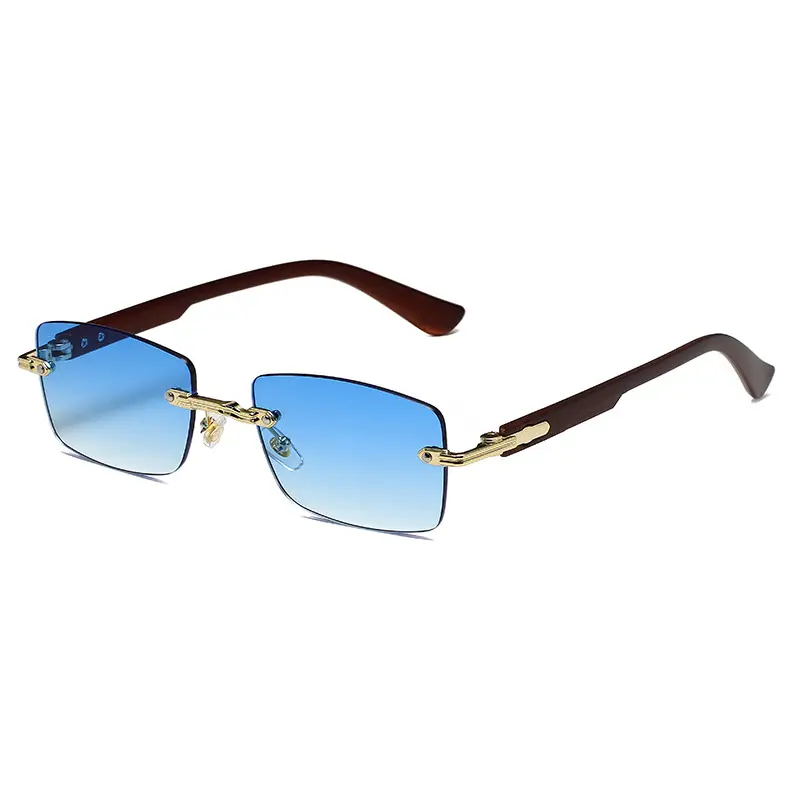 Square Rimless Sunglasses for Men Pink Anti-UV - Image 5