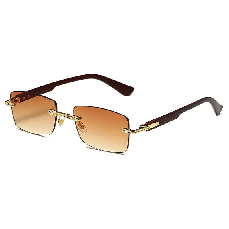 Square Rimless Sunglasses for Men Pink Anti-UV - Image 3