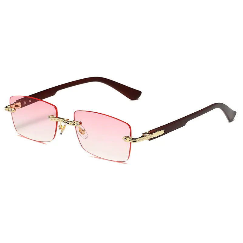 Square Rimless Sunglasses for Men Pink Anti-UV - Image 4