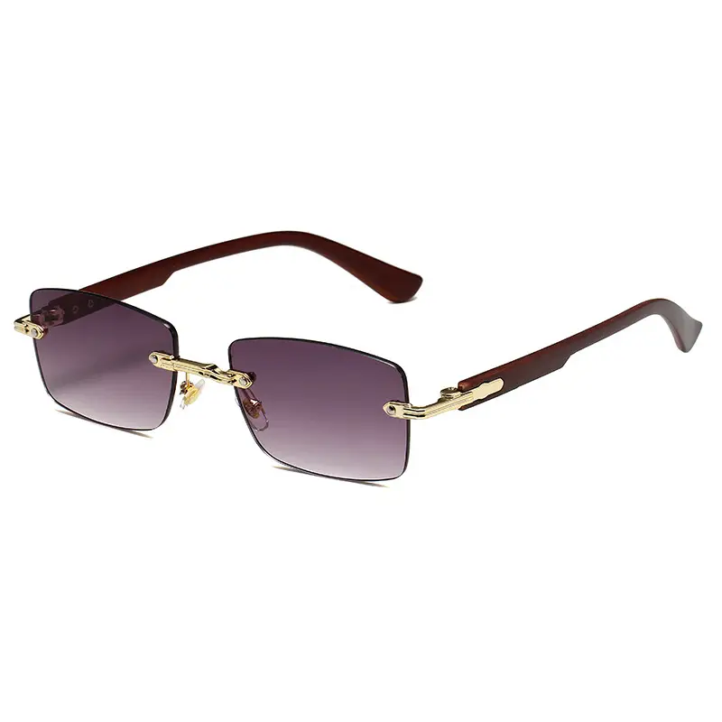 Square Rimless Sunglasses for Men Pink Anti-UV - Image 2
