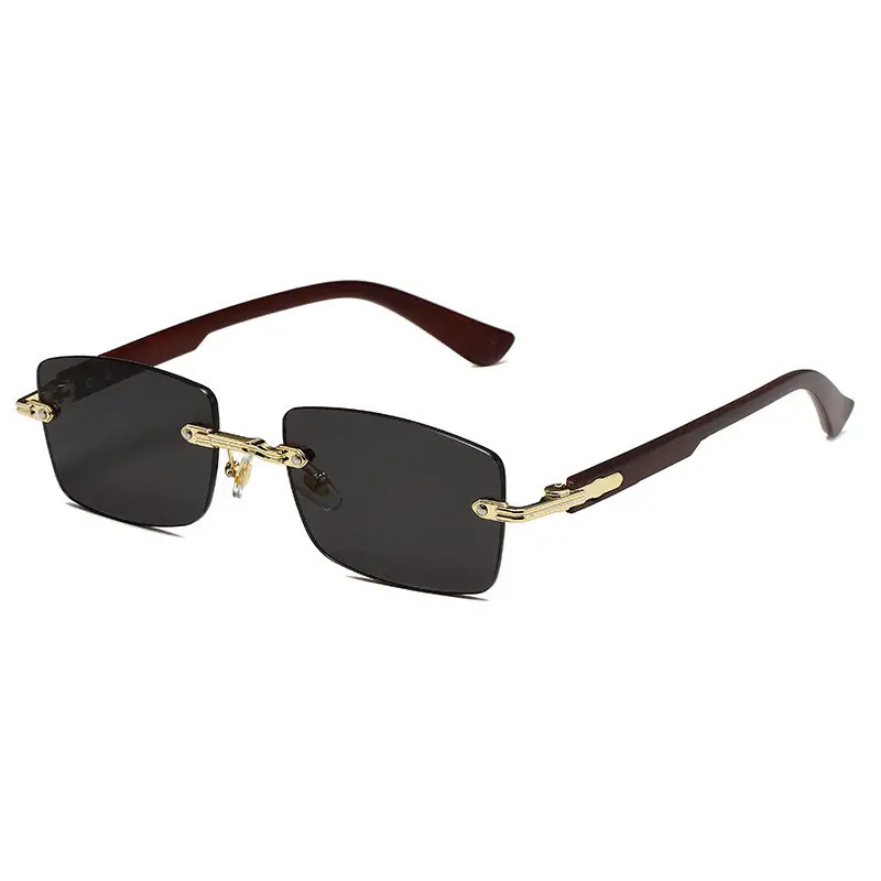 Square Rimless Sunglasses for Men Pink Anti-UV