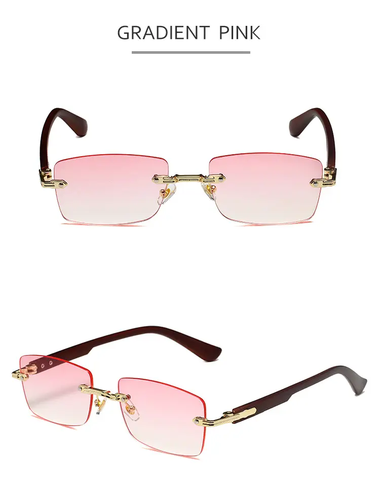 Square Rimless Sunglasses for Men Pink Anti-UV — feature 10