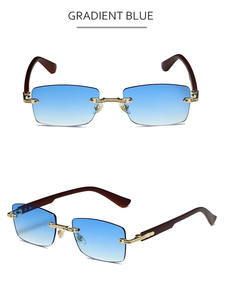 Square Rimless Sunglasses for Men Pink Anti-UV — feature 11