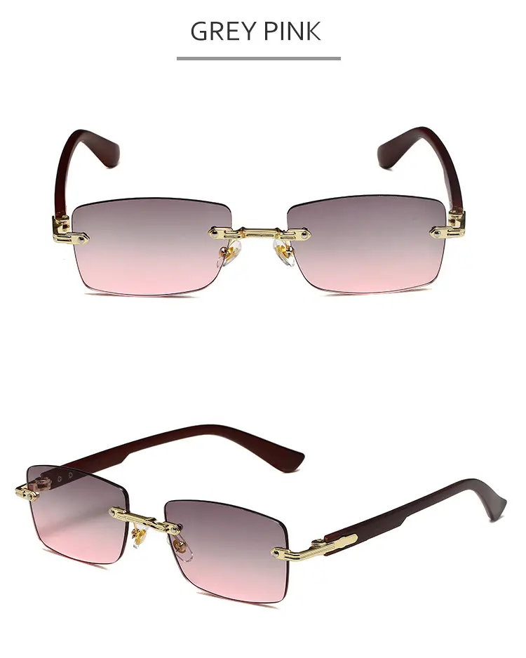 Square Rimless Sunglasses for Men Pink Anti-UV — feature 12