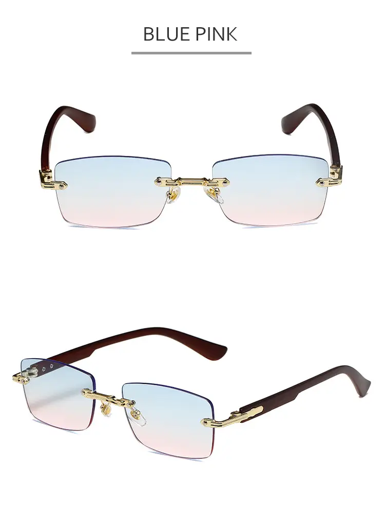 Square Rimless Sunglasses for Men Pink Anti-UV — feature 13