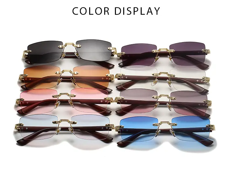 Square Rimless Sunglasses for Men Pink Anti-UV — feature 4