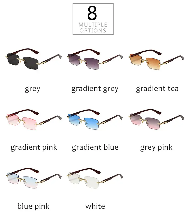 Square Rimless Sunglasses for Men Pink Anti-UV — feature 6