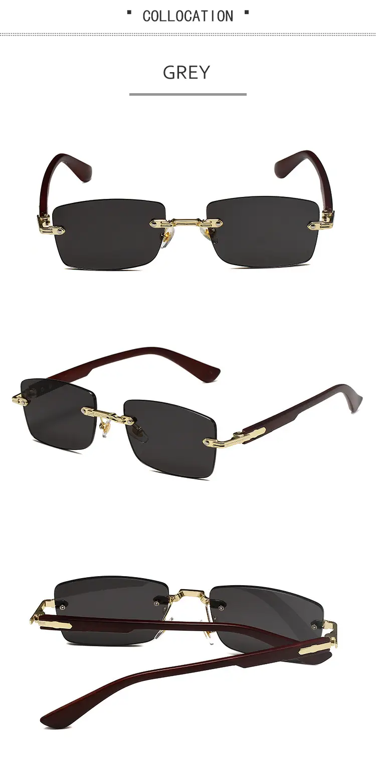 Square Rimless Sunglasses for Men Pink Anti-UV — feature 7