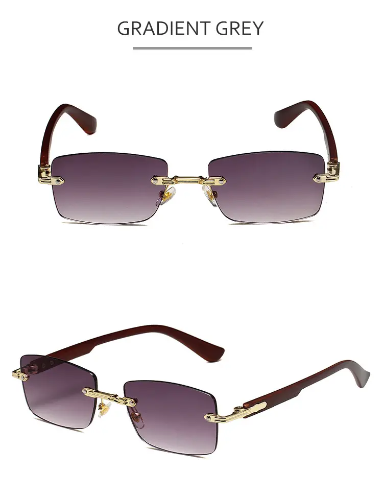 Square Rimless Sunglasses for Men Pink Anti-UV — feature 8