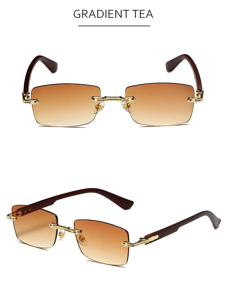Square Rimless Sunglasses for Men Pink Anti-UV — feature 9