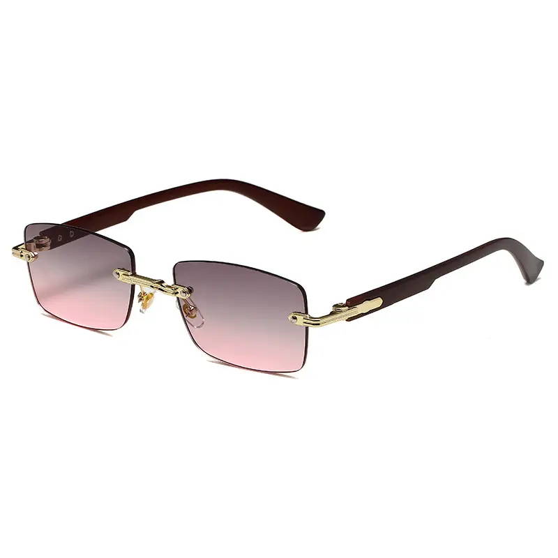 Square Rimless Sunglasses for Men Pink Anti-UV - Image 6